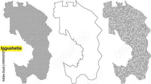 Detailed map of ingushetia republic with different shades and outlines highlighting geographical boundaries