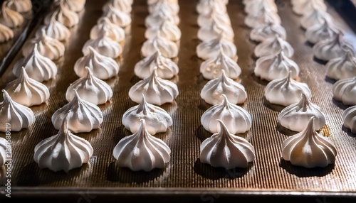 Beautiful Shiny Meringues On A Baking Tray In Rows Lots Of Them