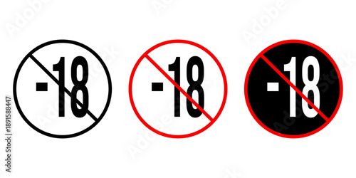 Three circular signs with minus 18 degrees symbol and prohibition lines