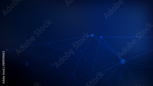 Abstract Blue Network Connection Background with Dots and Lines