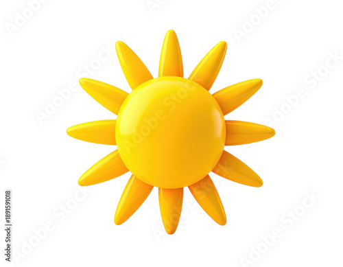 Bright yellow cartoon sun with rounded rays on a black background