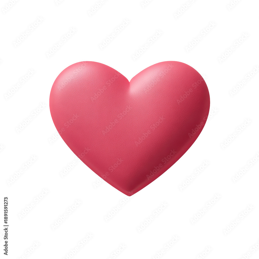 Fototapeta premium A vibrant, 3D-rendered, rosy-pink heart shape against a black background. The heart has a smooth, rounded surface and a slightly darker pink outline