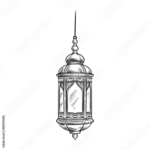 islamic ramadan lantern vector hand drawn illustration