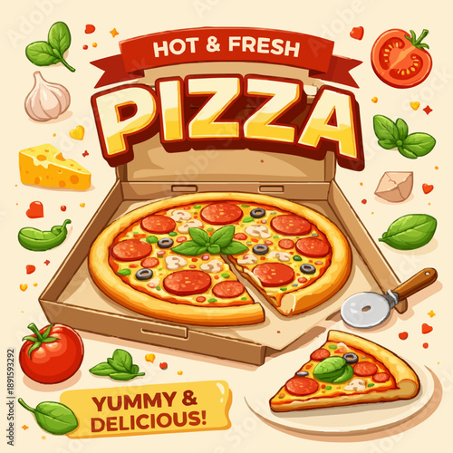 Fresh Pizza and Ingredients