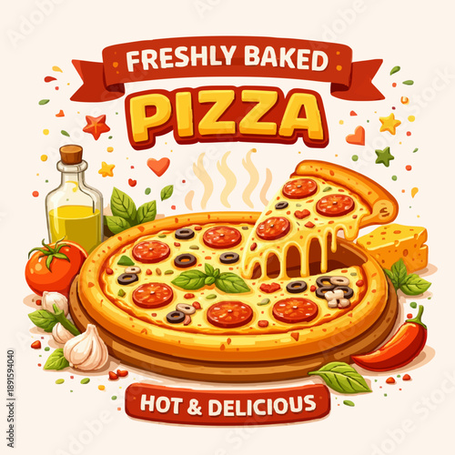 Fresh Pizza and Ingredients