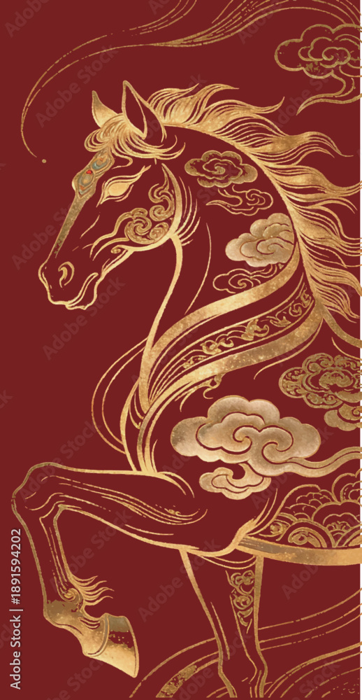 Fototapeta premium 2026 year of the horse vector new years elements