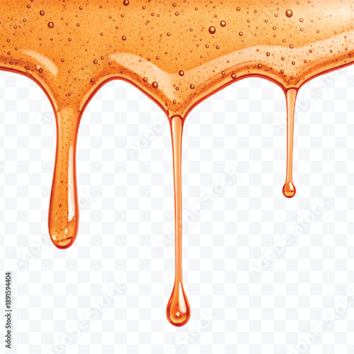 realistic smooth liquid honey dripping downwards in different color style isolated on transparent background