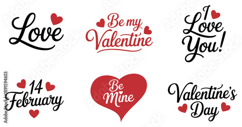 valentine day romantic lettering set
