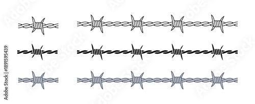 barbed wire frame border set.eps