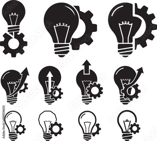 Concept of innovation and engineering coming together for creative thinking and mechanical progress in business growth.eps