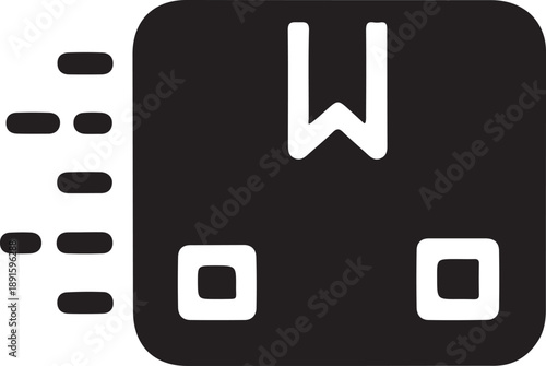 Fast delivery truck icon for logistics, Black delivery truck icon with motion lines symbolizing fast shipping, courier services, logistics, and express ecommerce transportation on a simple background

