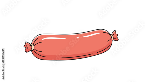 Large pink sausage or bologna loaf is shown in its casing with tied ends as a processed meat product for sandwiches and deli snacks.