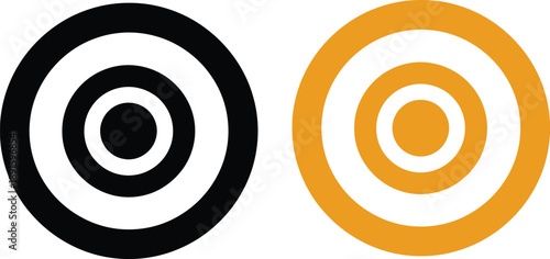 Target Bullseye Icon Set in Black and Orange Color, Goal Focus Accuracy Aim Symbol Silhouette Illustration Isolated on White Background
