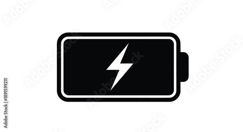 A black and white illustration of a partially charged battery icon