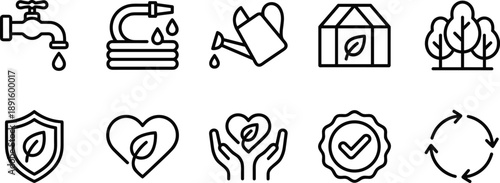 Set of 8 eco friendly icons vector