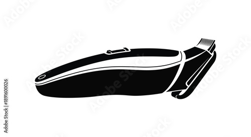 Black and white illustration of a professional hair clipper on white