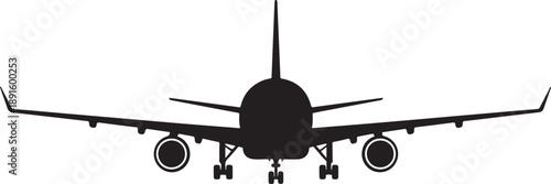 Airplane Front View Silhouette Aviation Travel Icon