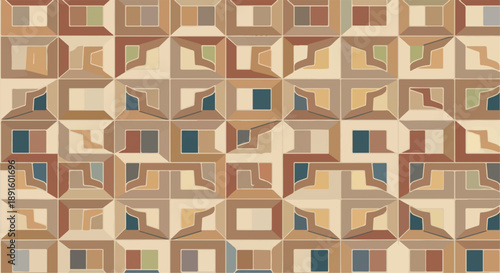 Seamless Geometric Wood Parquet Tile Pattern Vector