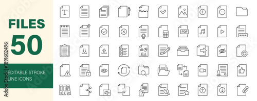Files icon set. Editable line icons. Vector illustration.