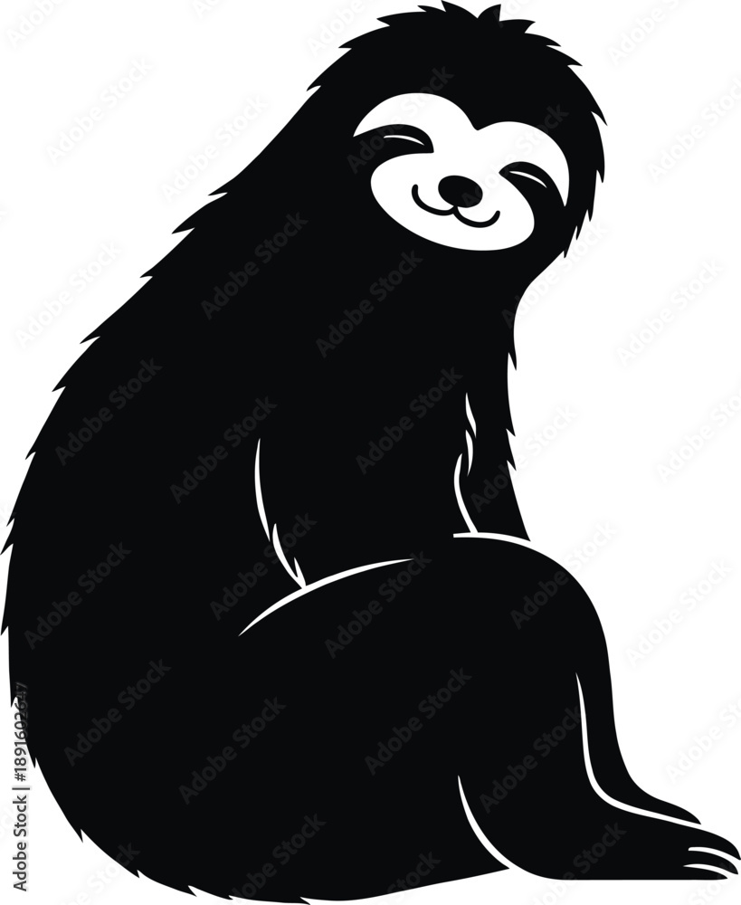 Obraz premium A cute and happy sloth smiling widely while sitting comfortably