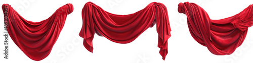 Three draped crimson cloths