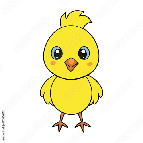 Adorable little yellow chicken with fluffy feathers and bright eyes, standing sweetly on tiny feet, radiating warmth, innocence, and cheerful farmyard charm for cute illustrations. 🐥
