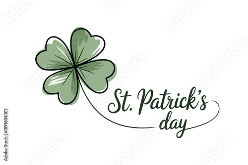 Shamrock leaf script for Saint Patricks Day, elegant calligraphy vector for invitation, pub flyer, church event, festival poster, seasonal greeting.