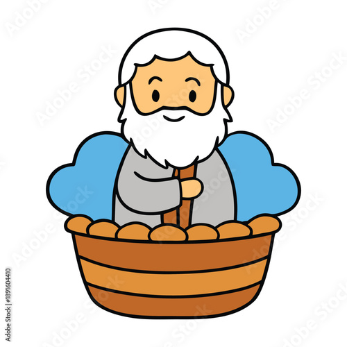 Biblical scene of baby Moses placed gently in a woven basket floating on calm river water, surrounded by reeds, symbolizing faith, protection, and divine guidance.
