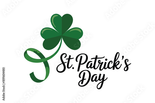 Green clover emblem with Saint Patricks Day lettering, classic typographic vector for party flyer, pub banner, greeting card, marketing artwork.