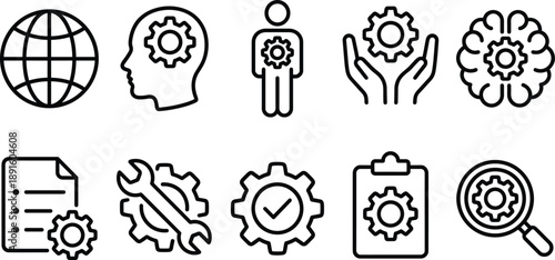 Set of 10 business and technology icons vector
