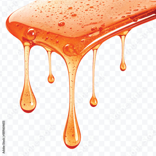 realistic smooth liquid honey dripping downwards in different color style isolated on transparent background