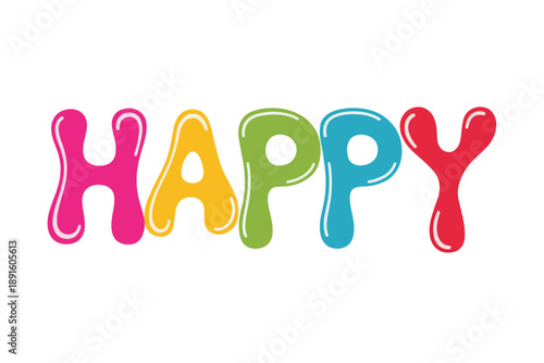 Happy word dripping paint vector for holi festival greeting card, spring party flyer, colorful celebration typography, playful banner design