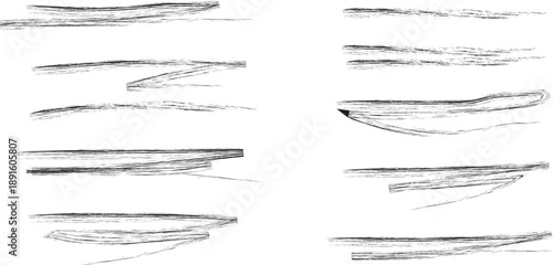 Pastel underline color crayon set - horizontal hand drawn chalk, marker or pencil highlighter strokes with rough textured edges. Design elements for emphasizing text lines and decorative accents