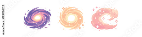 full color flat galaxy spiral core cream dust pink