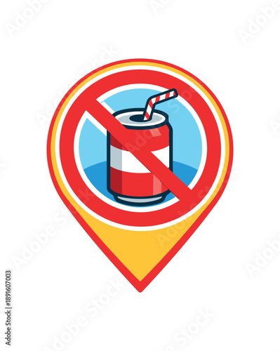 colored flat icon vector illustration isolated on white background badge with soda can and straw pictogram crossed zero soft drinks plan marker