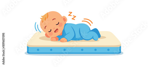 colored flat icon vector illustration isolated on white background crib mattress with baby rolling from back to side morning stir
