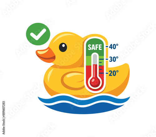 colored flat icon vector illustration isolated on white background bath thermometer duck icon safe temperature hygiene check