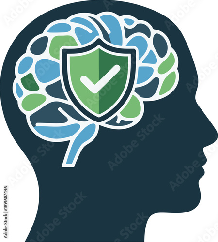 Protecting Human Head with Brain Care Security Measures Illustration