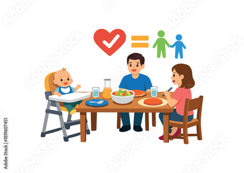 colored flat icon vector illustration isolated on white background high chair near family table shared mealtime inclusion