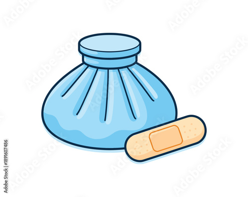 colored flat icon vector illustration isolated on white background isolated on white background ice pack and small bandage icon simple after shot care kit flat on white background clean