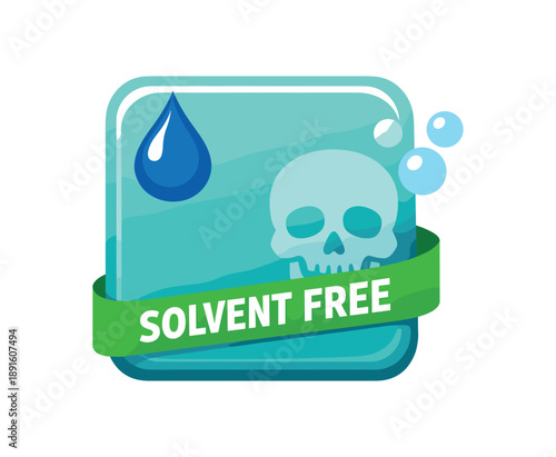 colored flat icon vector illustration isolated on white background soap bar pictogram with droplet and skull faded harsh solvent free cleanser mark