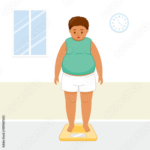 The Black Fat Man, Weighing Himself On Weighing Scale