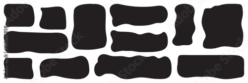 Collection of abstract black organic blob shapes with fluid freeform curves. Ideal for modern background, poster, banners, layouts, web design, branding, presentations and minimalist graphic projects.