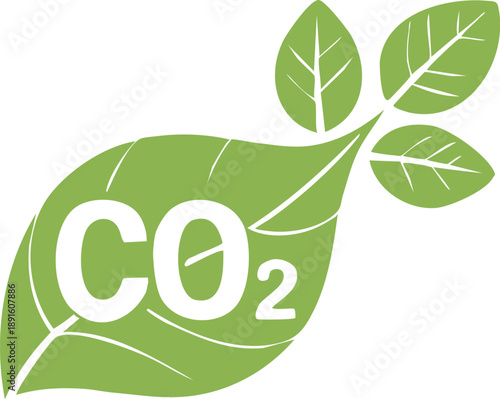 Green leaf co2 symbol for carbon neutral