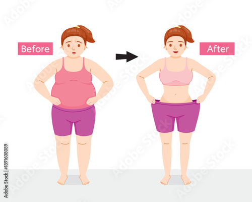 Different Shapes Of Woman, Before And After, From Fat To Thin
