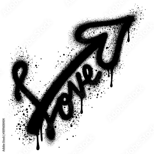 Graffiti Heart icon Sprayed with spray paint with love text isolated on white background
