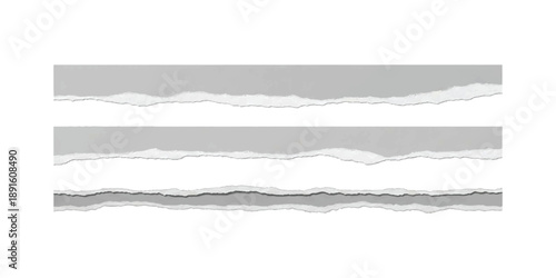 Ripped paper strips in shades of gray for backgrounds and design elements