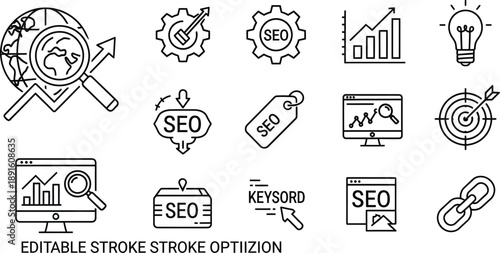 Seo optimization and digital marketing icons