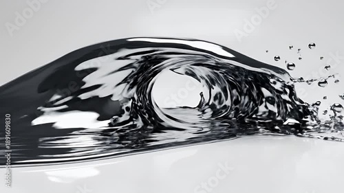 Abstract Liquid Metal Wave - A dynamic representation of a wave crafted from a metallic liquid, creating an abstract form with reflective surfaces.