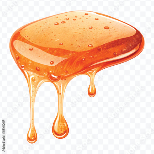 realistic smooth liquid honey dripping downwards in different color style isolated on transparent background